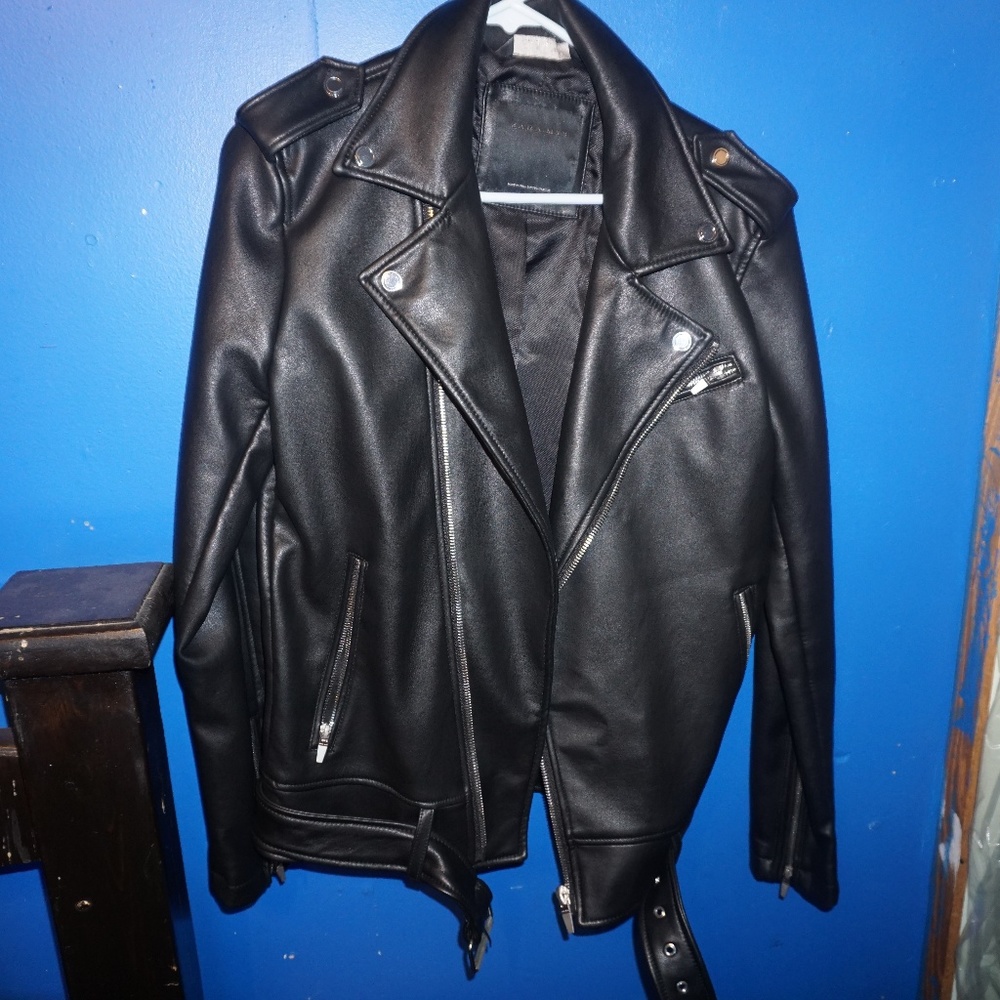 Zara Man Faux Leather Biker Jacket